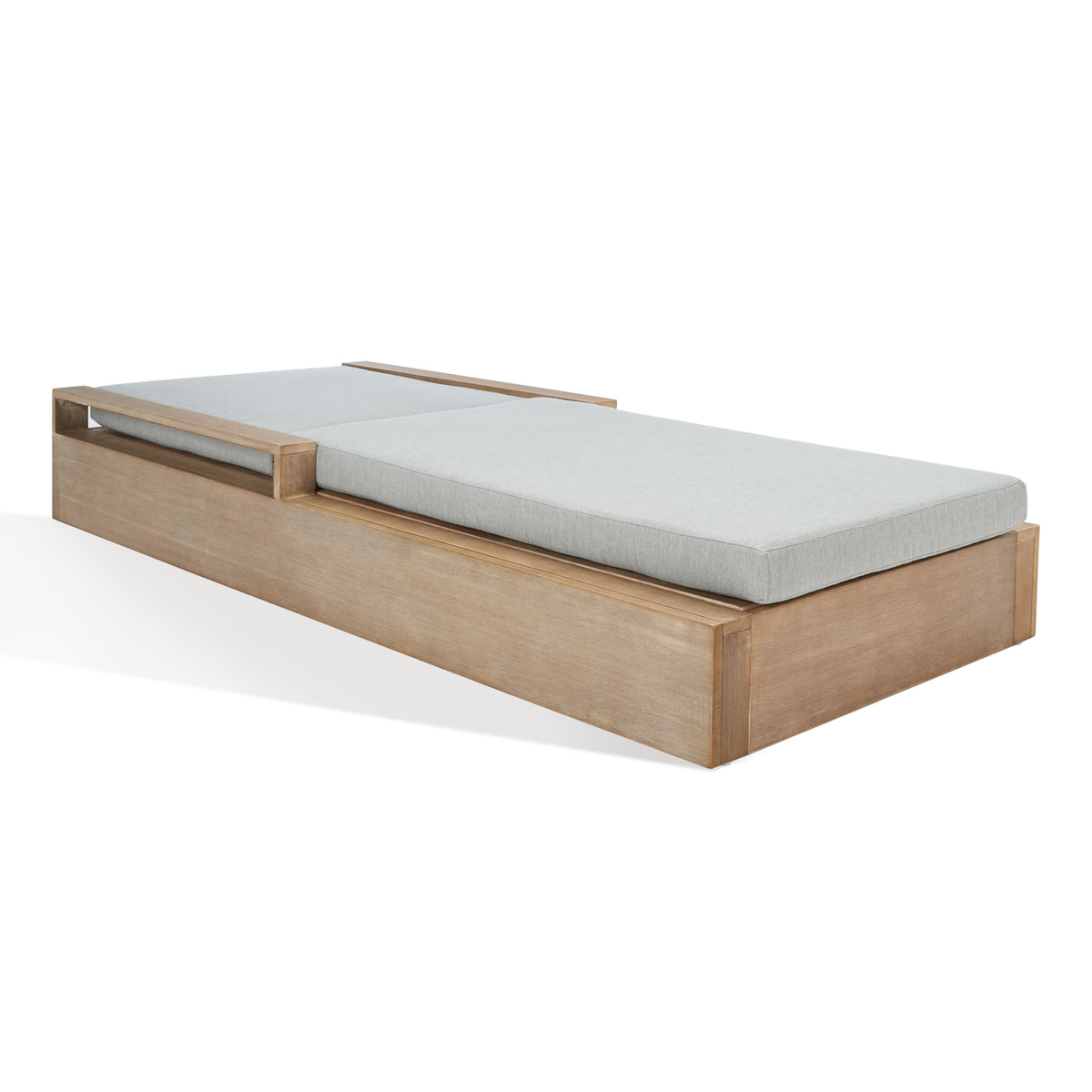 Lanai Eucalyptus Wood Chaise Lounge Chair in Brown and Light Gray