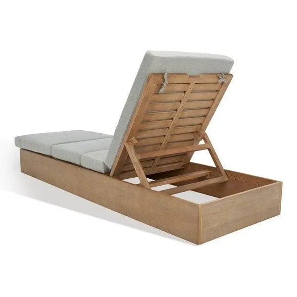 Vincent Wood Chaise Lounge Chair in Dark Brown and Beige - The Mayfair Hall