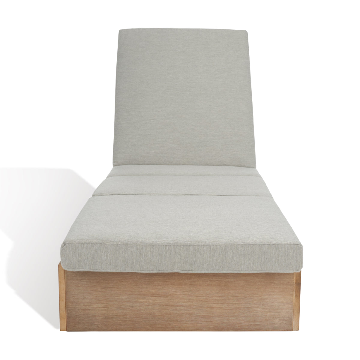 Vincent Eucalyptus Wood Chaise Lounge Chair in Brown and Light Gray