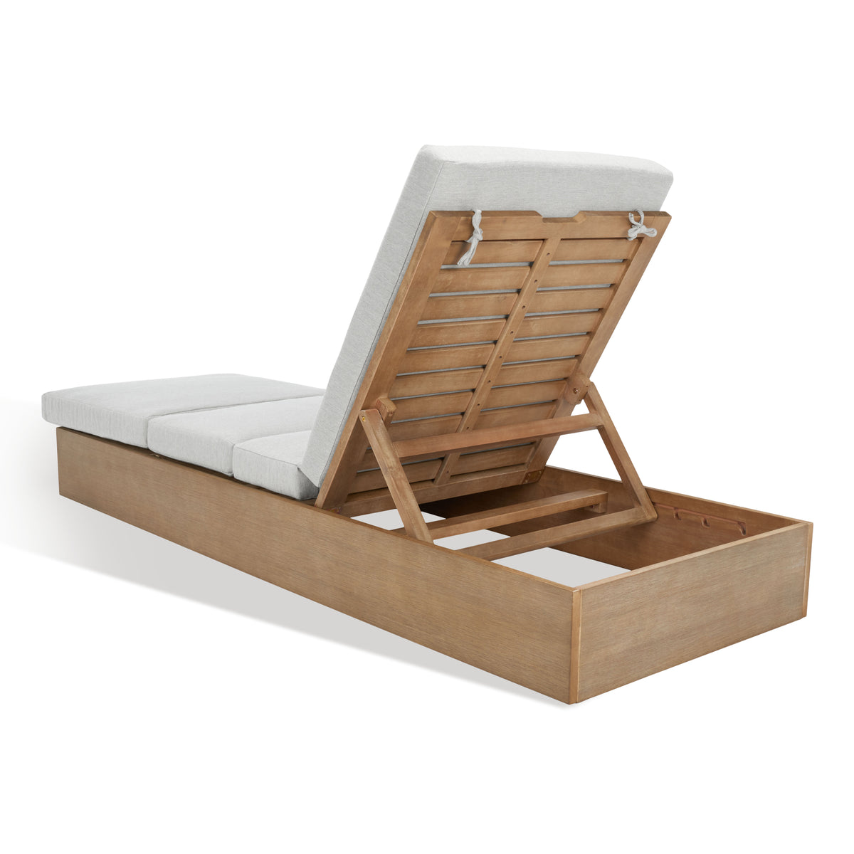Vincent Eucalyptus Wood Chaise Lounge Chair in Natural and White