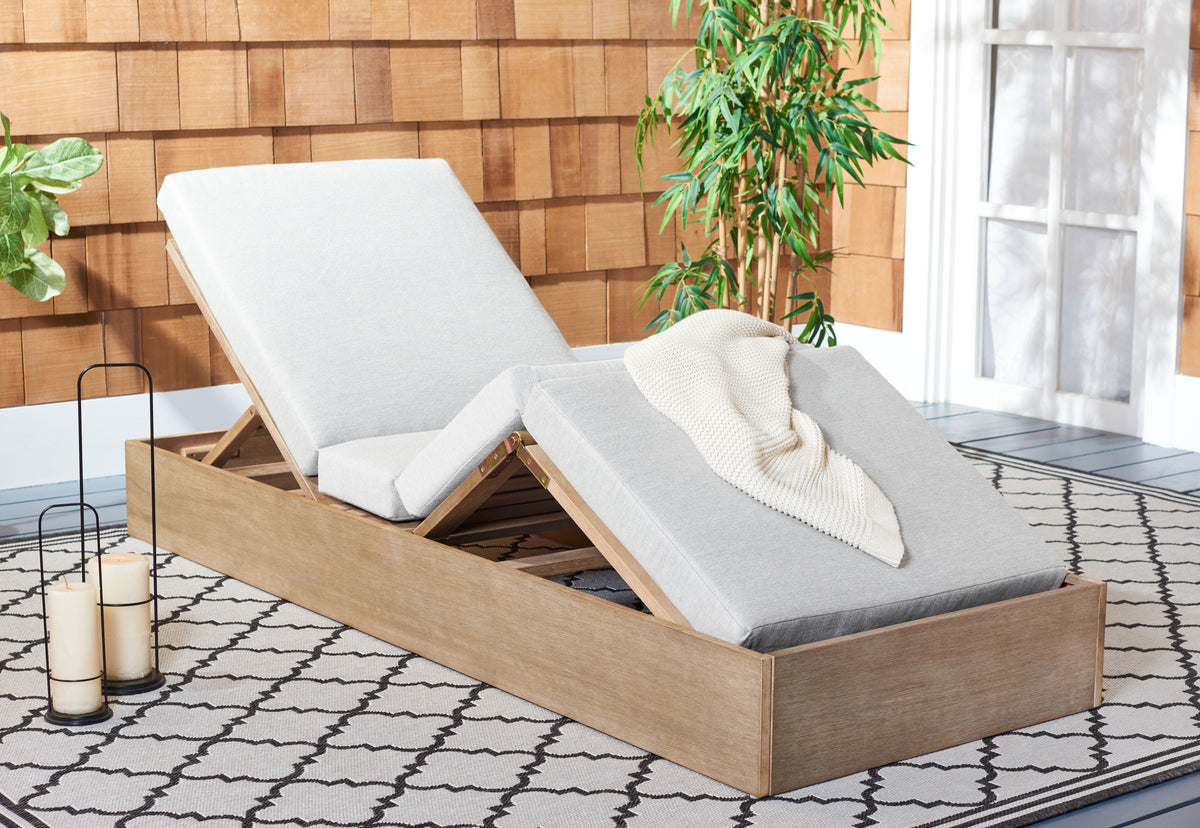 Vincent Eucalyptus Wood Chaise Lounge Chair in Natural and White