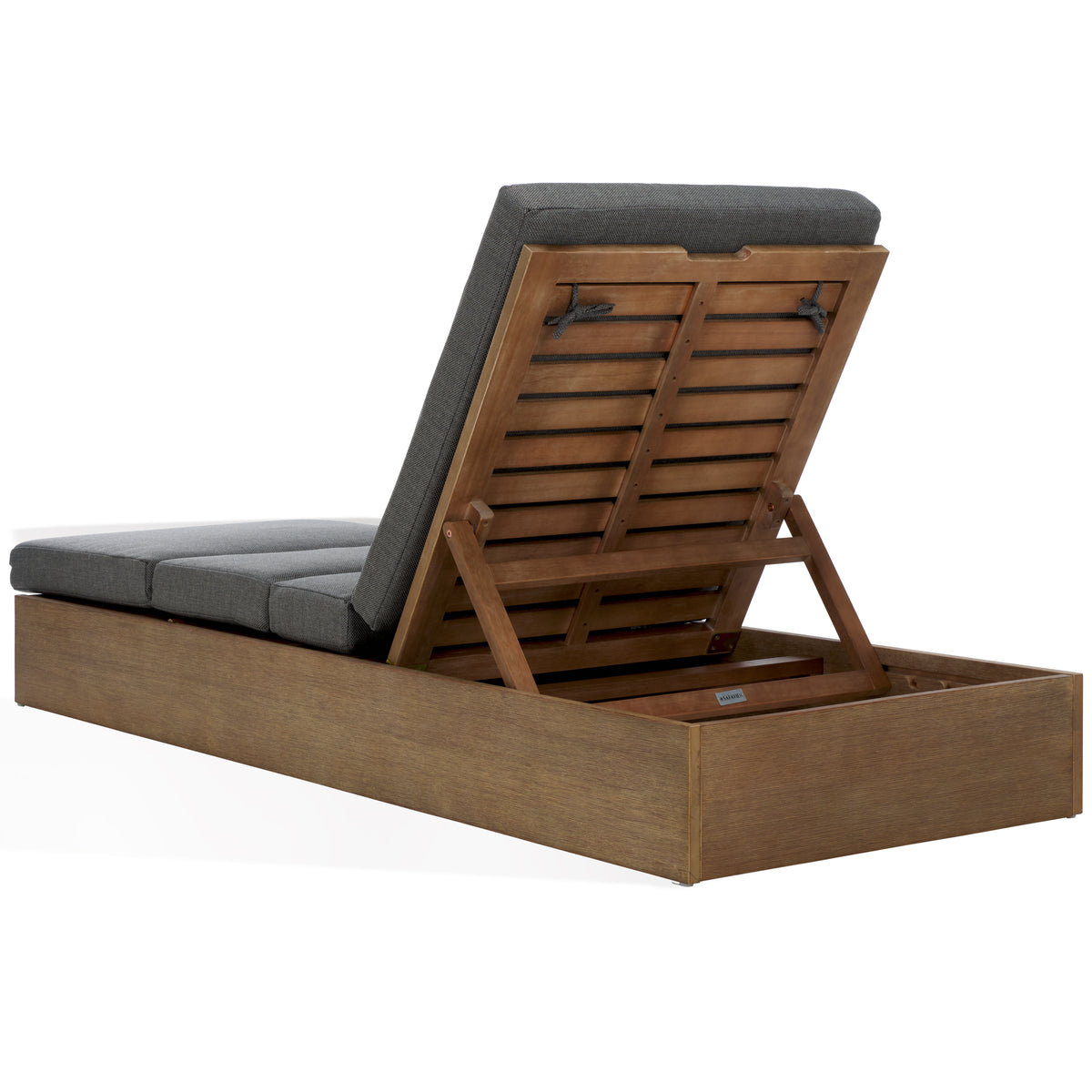 Vincent Eucalyptus Wood Chaise Lounge Chair in Natural and Dark Gray
