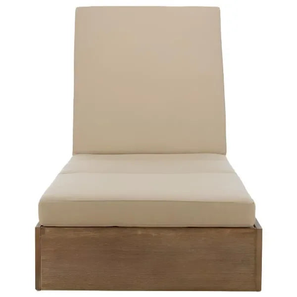 Vincent Wood Chaise Lounge Chair in Tan with Adjustable Back and Leg - The Mayfair Hall