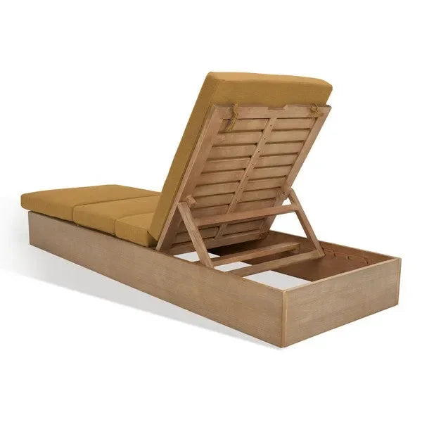 Vincent Wood Chaise Lounge Chair in Brown with Adjustable Back and Leg - The Mayfair Hall