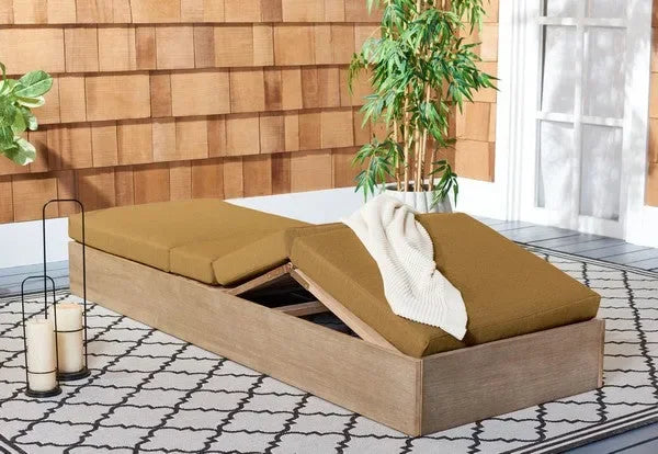 Vincent Wood Chaise Lounge Chair in Brown with Adjustable Back and Leg - The Mayfair Hall