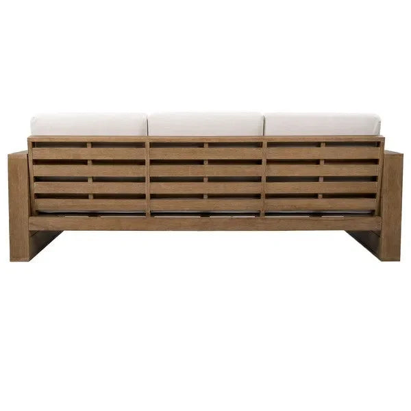Santiago Eucalyptus Wood Patio Sofa in Natural/Beige with Upholstered Cushion - The Mayfair Hall