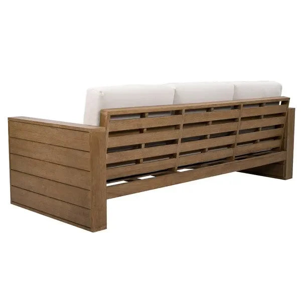Santiago Eucalyptus Wood Patio Sofa in Natural/Beige with Upholstered Cushion - The Mayfair Hall