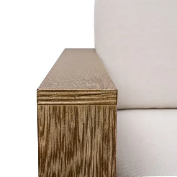Santiago Eucalyptus Wood Patio Sofa in Natural/Beige with Upholstered Cushion - The Mayfair Hall