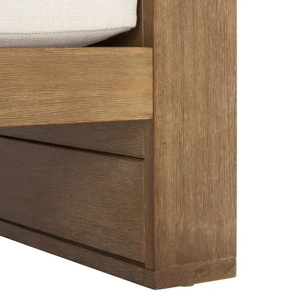 Santiago Eucalyptus Wood Patio Sofa in Natural/Beige with Upholstered Cushion - The Mayfair Hall