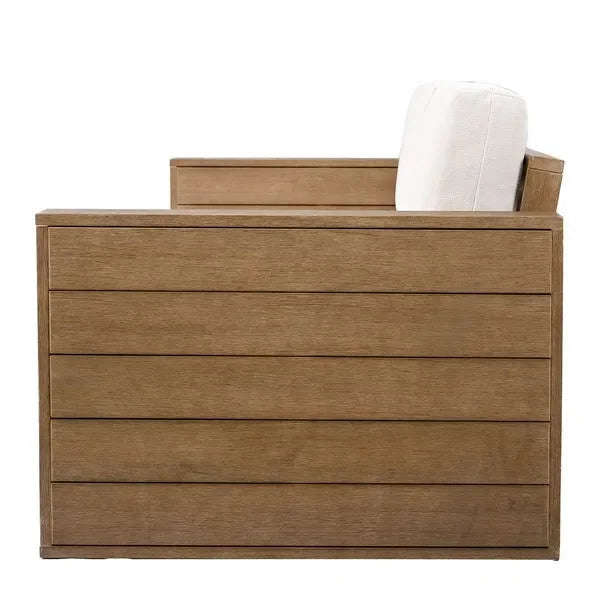 Santiago Eucalyptus Wood Patio Sofa in Natural/Beige with Upholstered Cushion - The Mayfair Hall