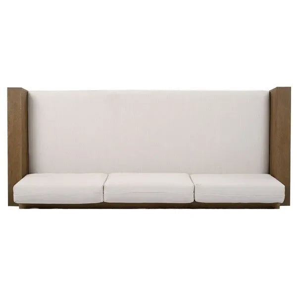 Santiago Eucalyptus Wood Patio Sofa in Natural/Beige with Upholstered Cushion - The Mayfair Hall