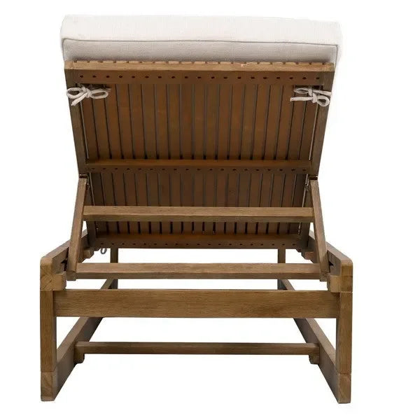 Saint Vincent Eucalyptus Wood Chaise Lounge Chair in Beige - The Mayfair Hall