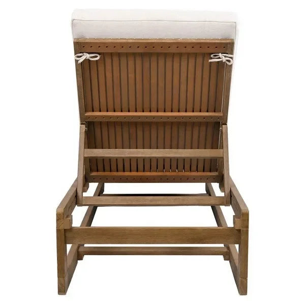 Saint Vincent Eucalyptus Wood Chaise Lounge Chair in Beige - The Mayfair Hall