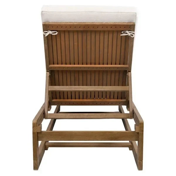 Saint Vincent Eucalyptus Wood Chaise Lounge Chair in Beige - The Mayfair Hall
