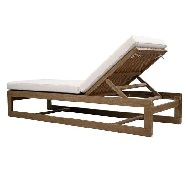 Saint Vincent Eucalyptus Wood Chaise Lounge Chair in Beige - The Mayfair Hall