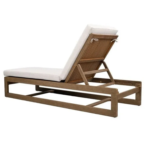 Saint Vincent Eucalyptus Wood Chaise Lounge Chair in Beige - The Mayfair Hall