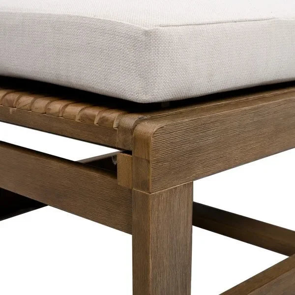 Saint Vincent Eucalyptus Wood Chaise Lounge Chair in Beige - The Mayfair Hall