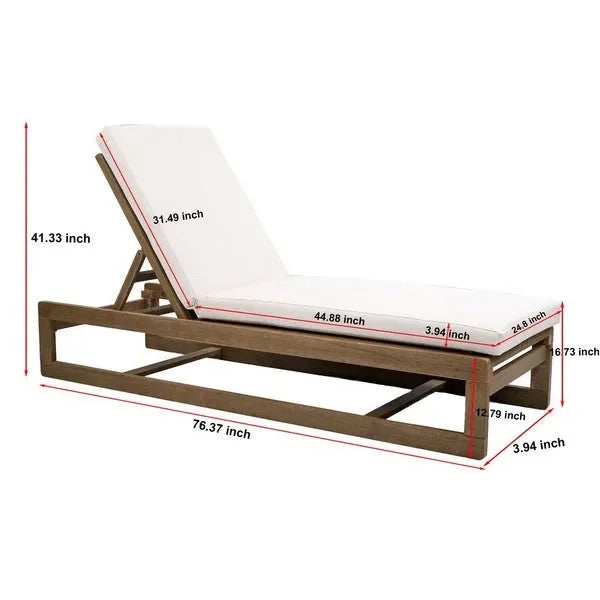 Saint Vincent Eucalyptus Wood Chaise Lounge Chair in Beige - The Mayfair Hall