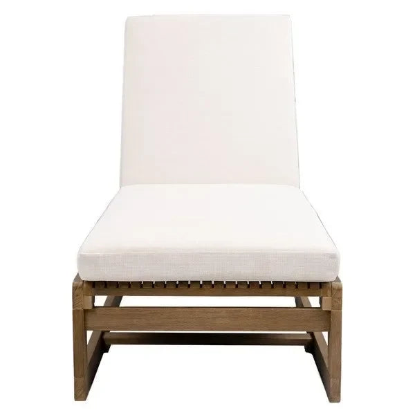 Saint Vincent Eucalyptus Wood Chaise Lounge Chair in Beige - The Mayfair Hall