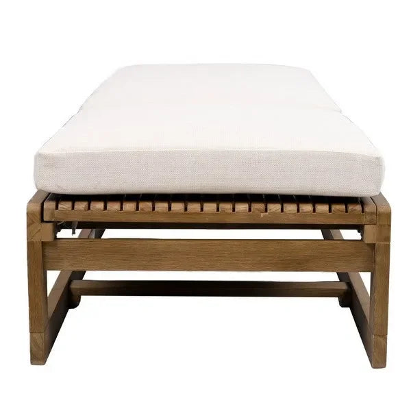 Saint Vincent Eucalyptus Wood Chaise Lounge Chair in Beige - The Mayfair Hall