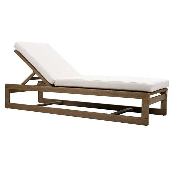 Saint Vincent Eucalyptus Wood Chaise Lounge Chair in Beige - The Mayfair Hall