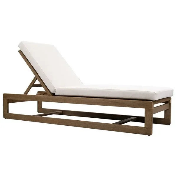 Saint Vincent Eucalyptus Wood Chaise Lounge Chair in Beige - The Mayfair Hall