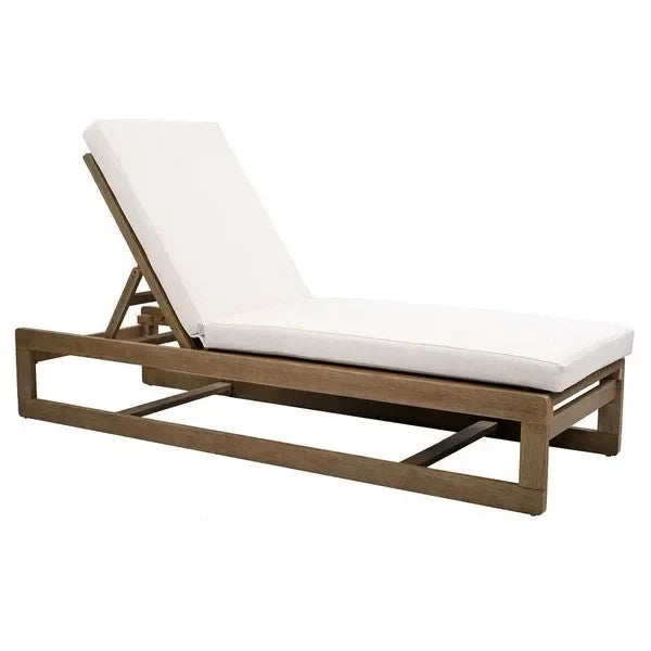 Saint Vincent Eucalyptus Wood Chaise Lounge Chair in Beige - The Mayfair Hall