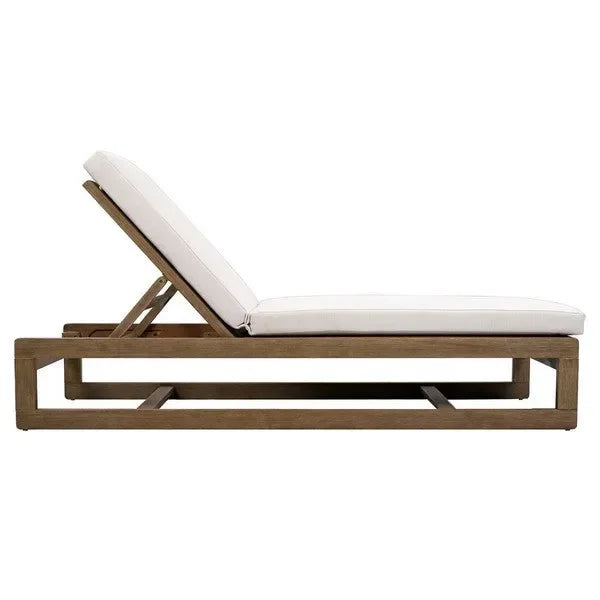 Saint Vincent Eucalyptus Wood Chaise Lounge Chair in Beige - The Mayfair Hall
