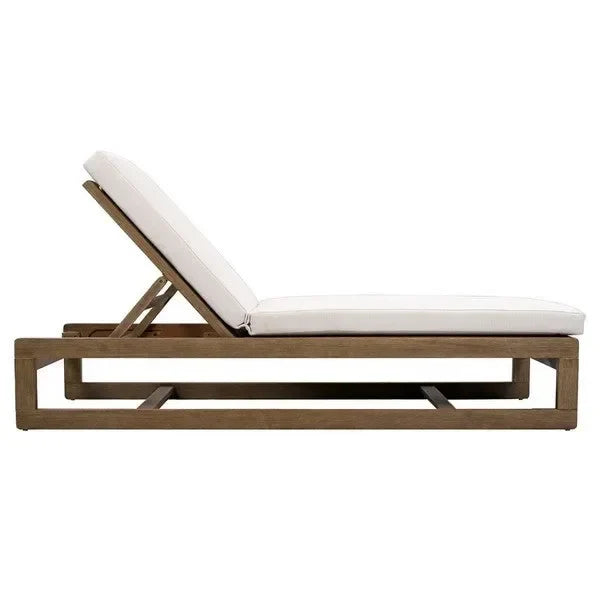 Saint Vincent Eucalyptus Wood Chaise Lounge Chair in Beige - The Mayfair Hall