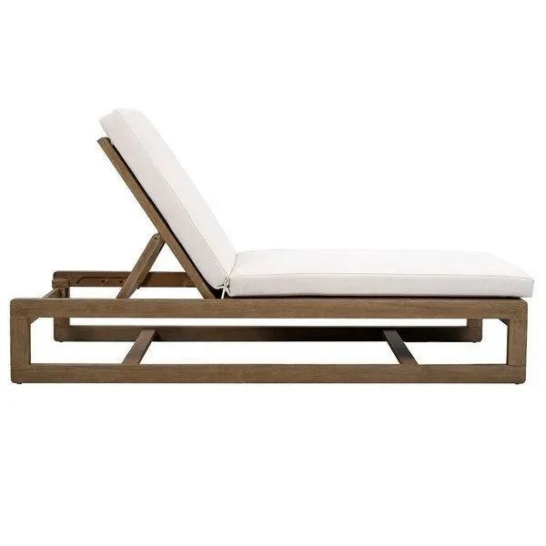 Saint Vincent Eucalyptus Wood Chaise Lounge Chair in Beige - The Mayfair Hall