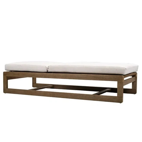 Saint Vincent Eucalyptus Wood Chaise Lounge Chair in Beige - The Mayfair Hall