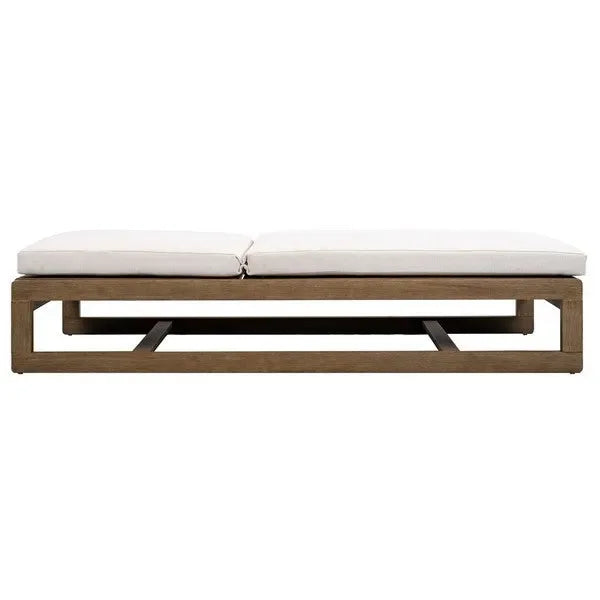 Saint Vincent Eucalyptus Wood Chaise Lounge Chair in Beige - The Mayfair Hall