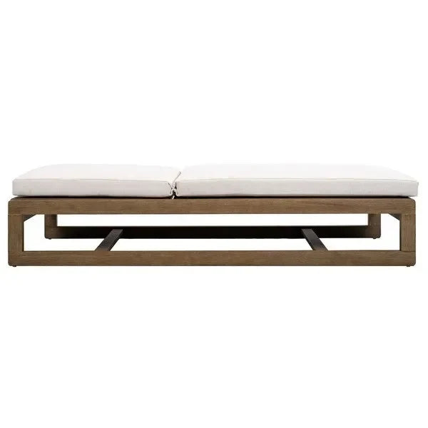 Saint Vincent Eucalyptus Wood Chaise Lounge Chair in Beige - The Mayfair Hall