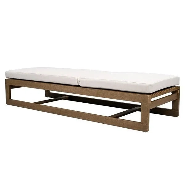 Saint Vincent Eucalyptus Wood Chaise Lounge Chair in Beige - The Mayfair Hall