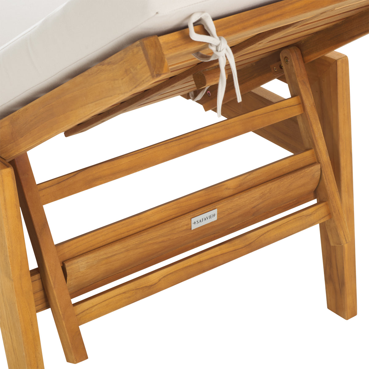 Caledonia Brazilian Teak Chaise Lounge in Natural and White