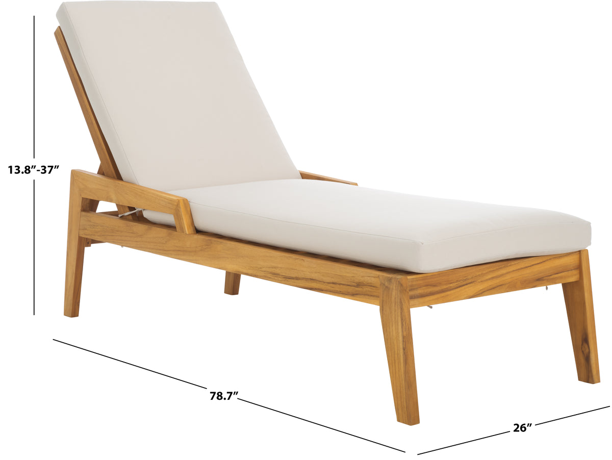 Caledonia Brazilian Teak Chaise Lounge in Natural and White