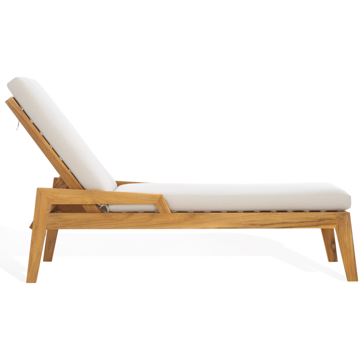 Caledonia Brazilian Teak Chaise Lounge in Natural and White