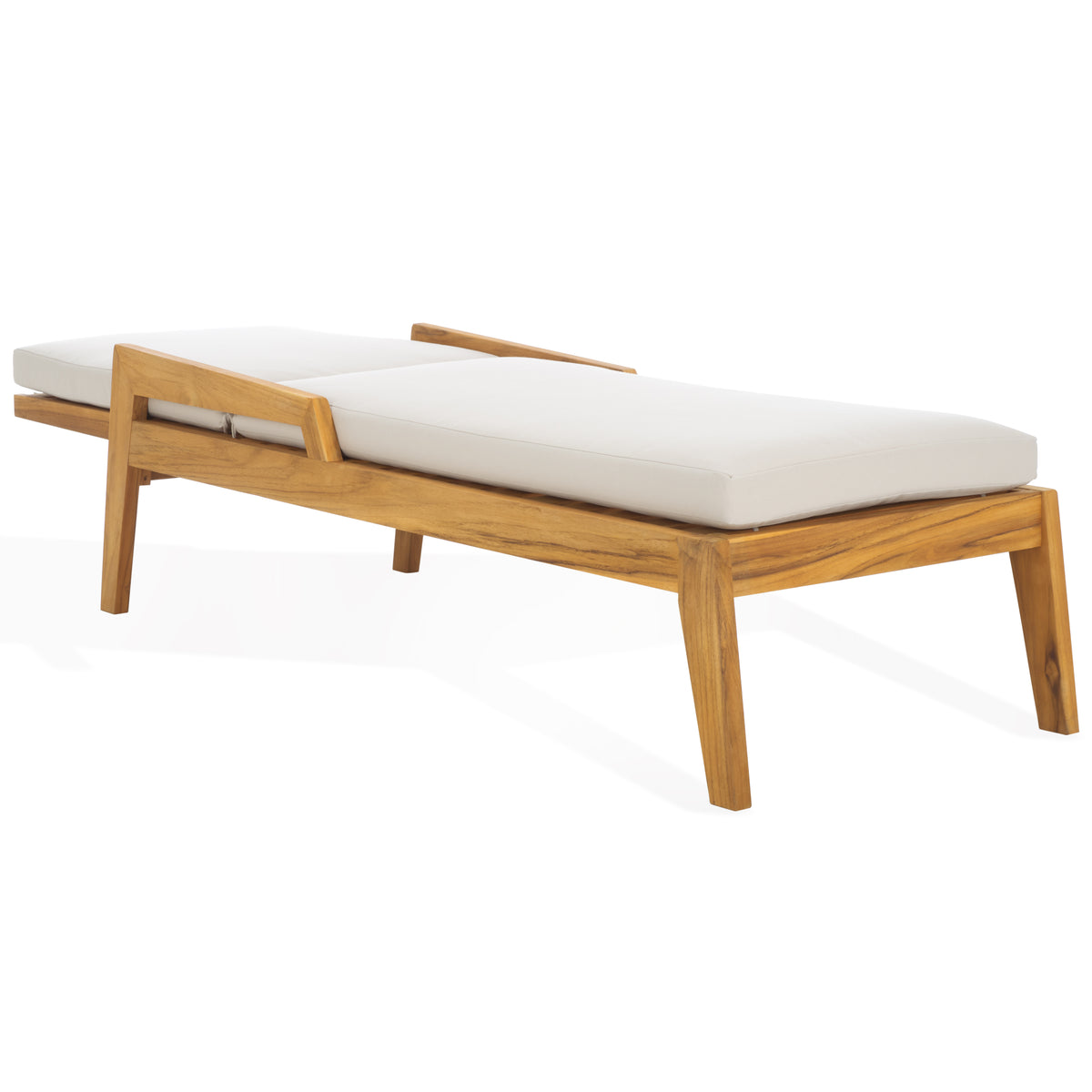 Caledonia Brazilian Teak Chaise Lounge in Natural and White