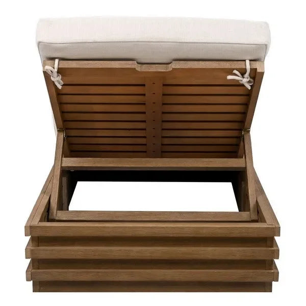 Barbados Eucalyptus Wood Chaise Lounge Chair in Beige - The Mayfair Hall