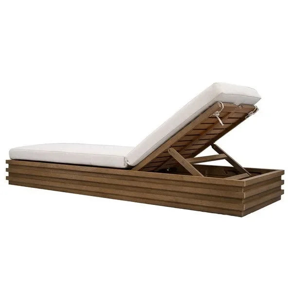 Barbados Eucalyptus Wood Chaise Lounge Chair in Beige - The Mayfair Hall