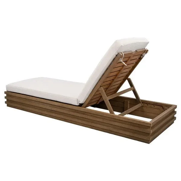 Barbados Eucalyptus Wood Chaise Lounge Chair in Beige - The Mayfair Hall