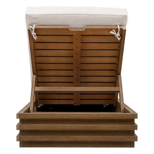 Barbados Eucalyptus Wood Chaise Lounge Chair in Beige - The Mayfair Hall