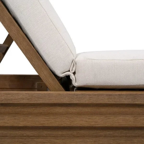 Barbados Eucalyptus Wood Chaise Lounge Chair in Beige - The Mayfair Hall