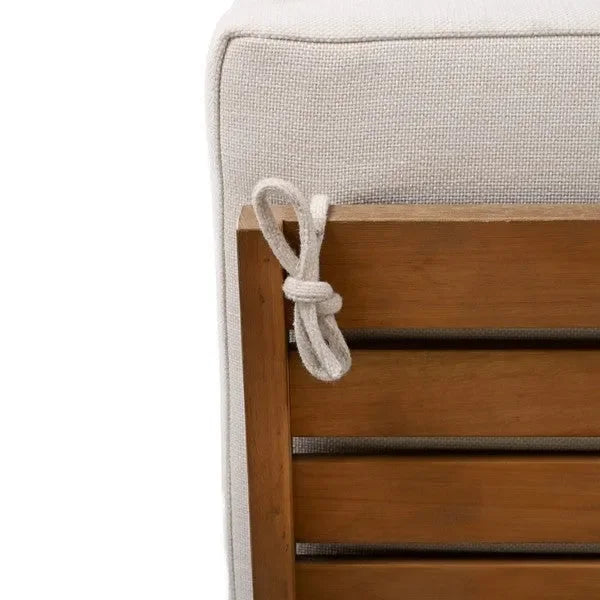 Barbados Eucalyptus Wood Chaise Lounge Chair in Beige - The Mayfair Hall