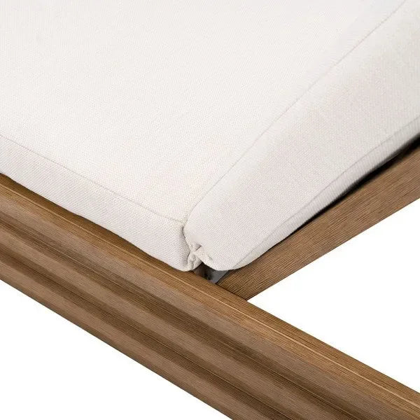 Barbados Eucalyptus Wood Chaise Lounge Chair in Beige - The Mayfair Hall
