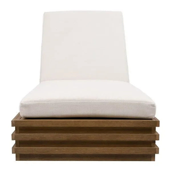 Barbados Eucalyptus Wood Chaise Lounge Chair in Beige - The Mayfair Hall