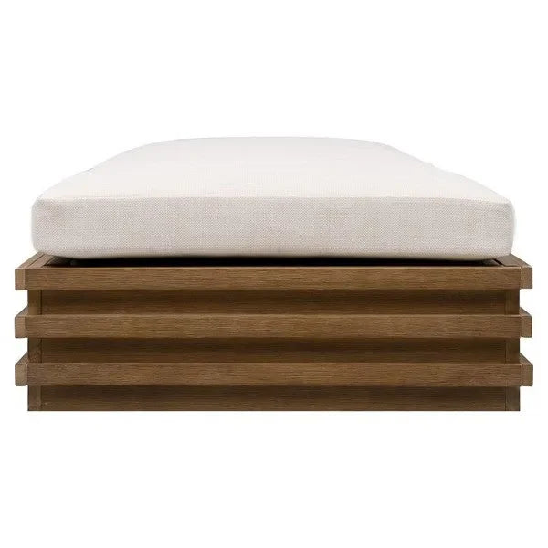 Barbados Eucalyptus Wood Chaise Lounge Chair in Beige - The Mayfair Hall