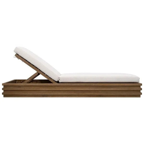 Barbados Eucalyptus Wood Chaise Lounge Chair in Beige - The Mayfair Hall