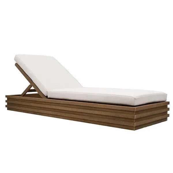 Barbados Eucalyptus Wood Chaise Lounge Chair in Beige - The Mayfair Hall