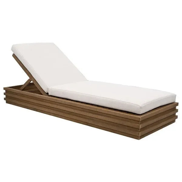 Barbados Eucalyptus Wood Chaise Lounge Chair in Beige - The Mayfair Hall